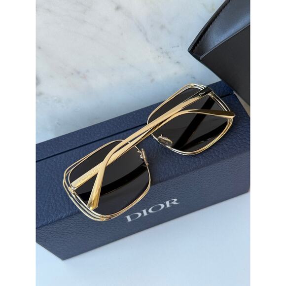 NEW Dior FilDior S1U Square Sunglasses in Gold Blue main image 4